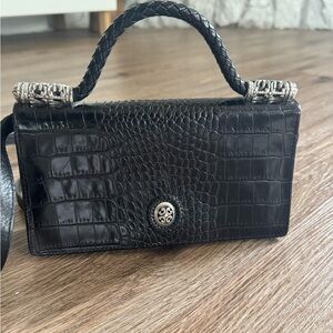 Brighton Embossed Black Leather Clutch Bag Crocodile Pattern Handbag